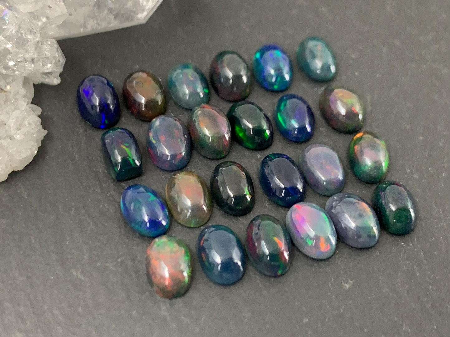 Black Ethiopian Opal oval 4x6mm cabochon