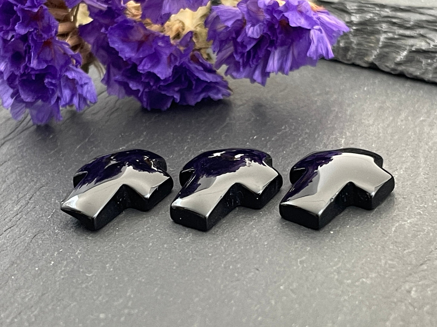 Black Agate cross 12x16mm cabochon - Calibrated cabochons