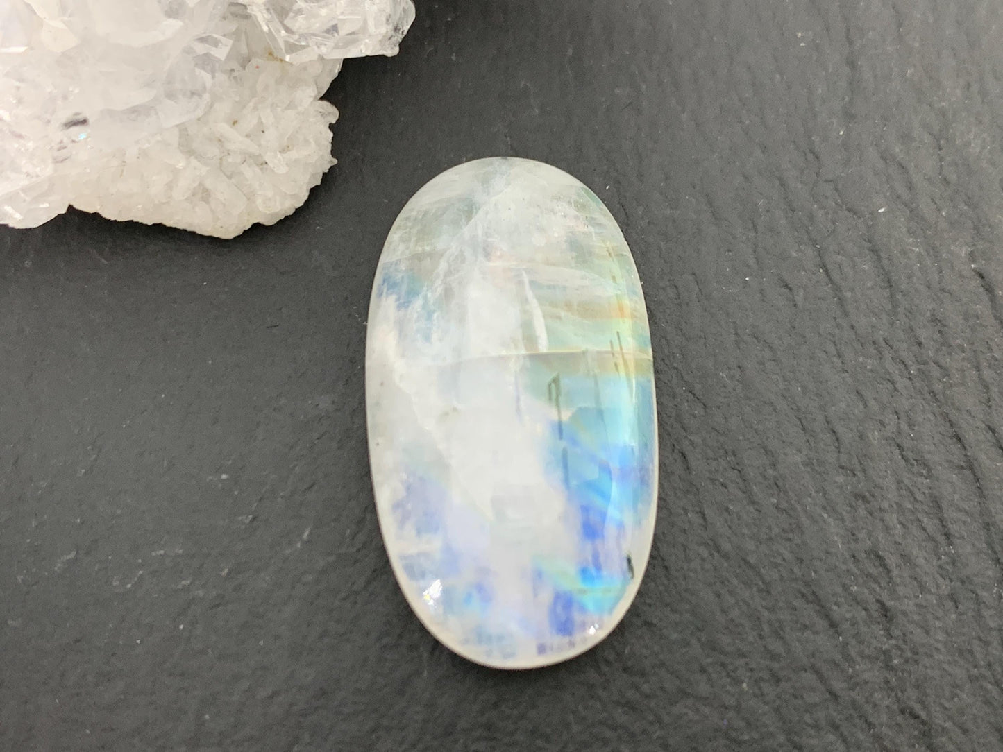 Rainbow Moonstone 25x14x6mm cabochon
