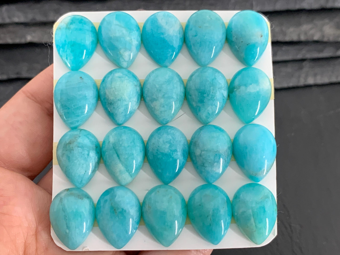 Amazonite pear 12x16mm cabochon - Calibrated cabochons