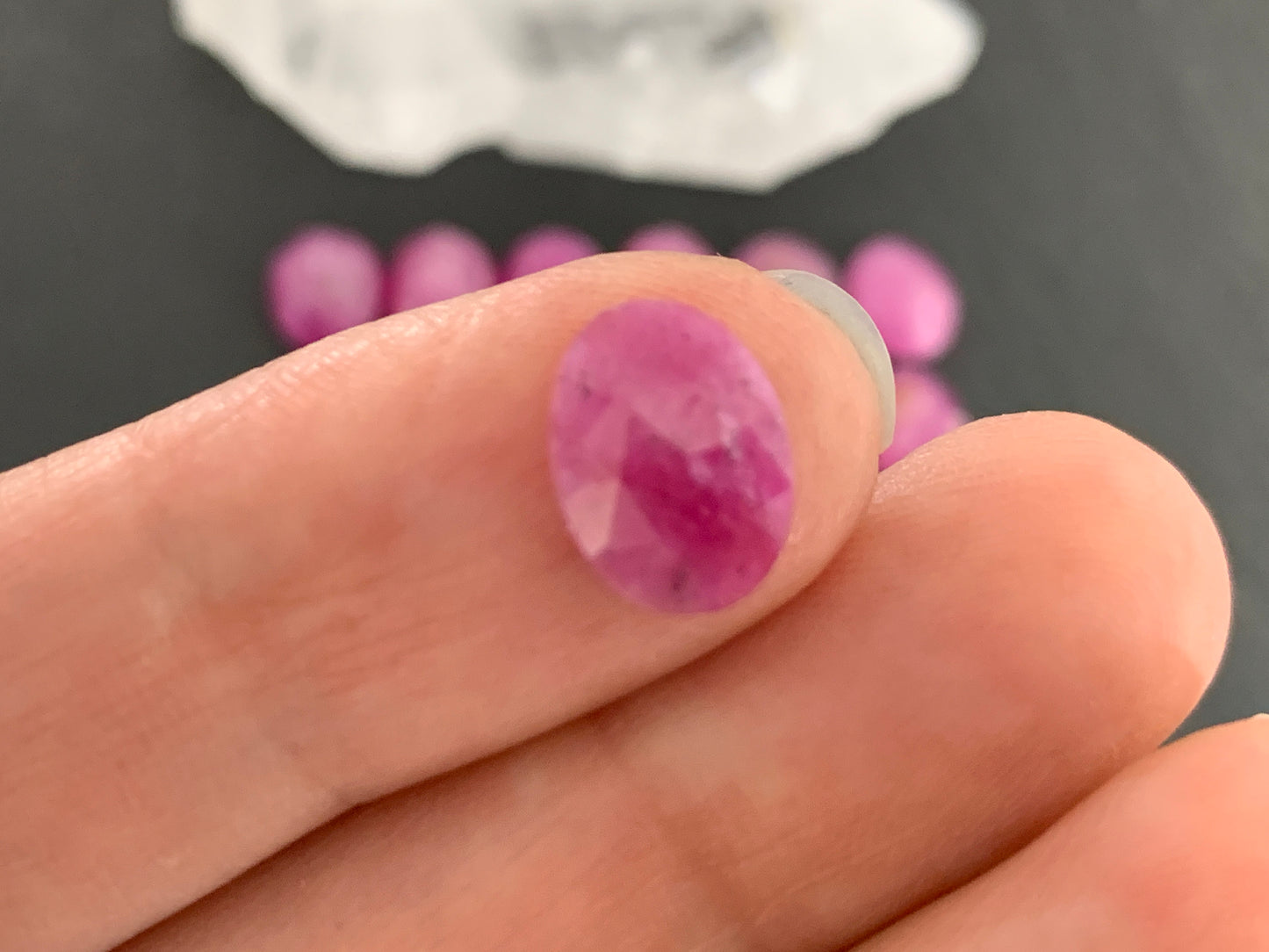 Faceted Pink Sapphire oval 10mm long cabochon