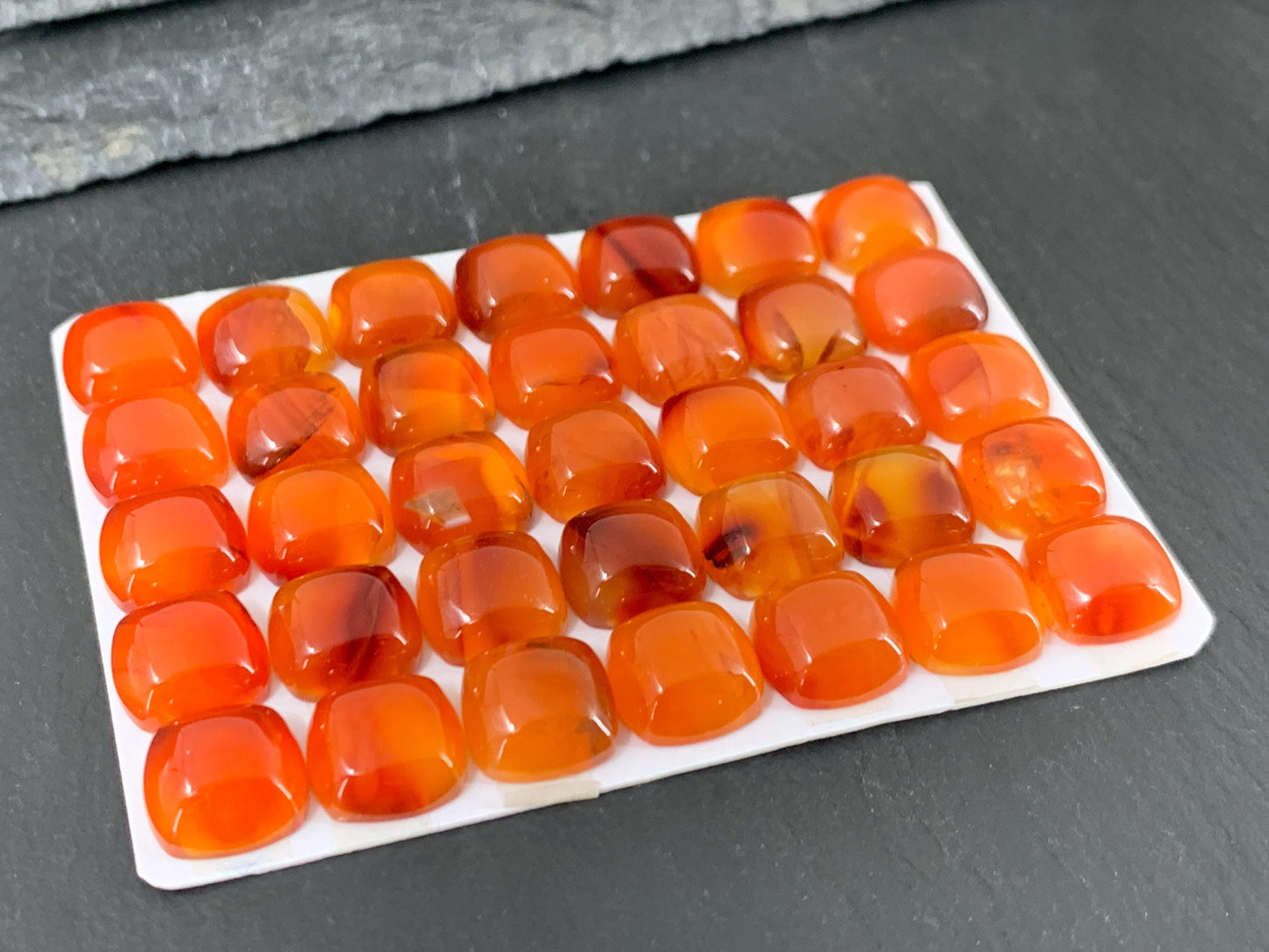 Carnelian Square Cushion 10mm Cabochon - Calibrated Gemstone for Jewelry