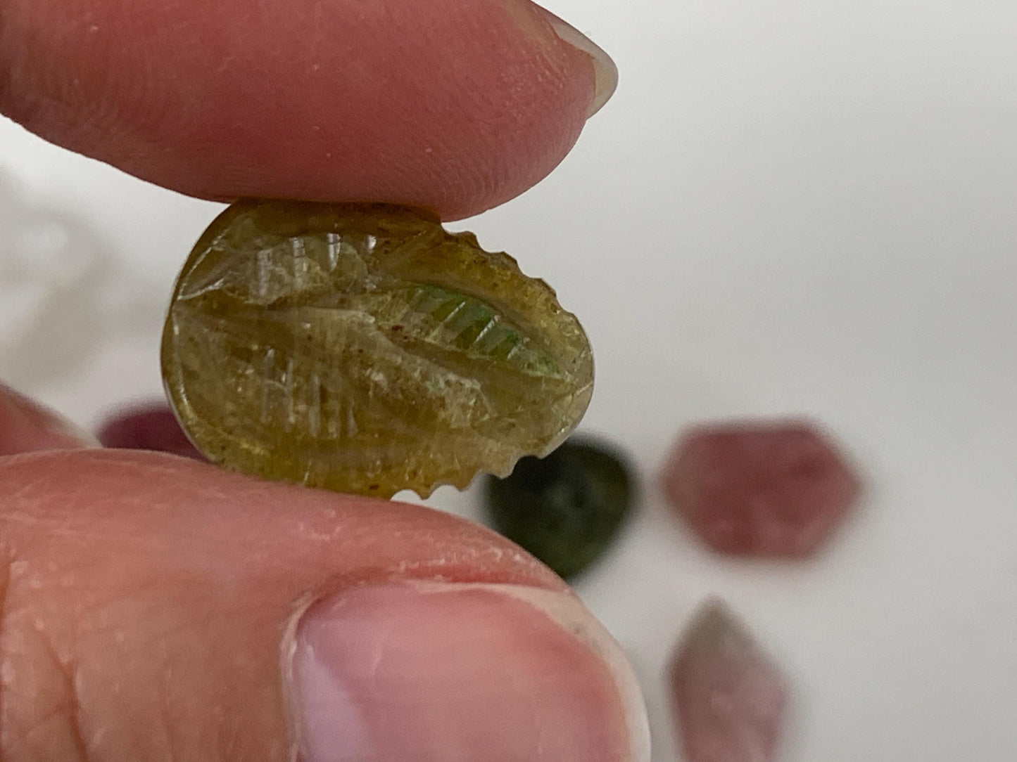Discounted carved Tourmaline 11-17mm long cabochon - Select your piece