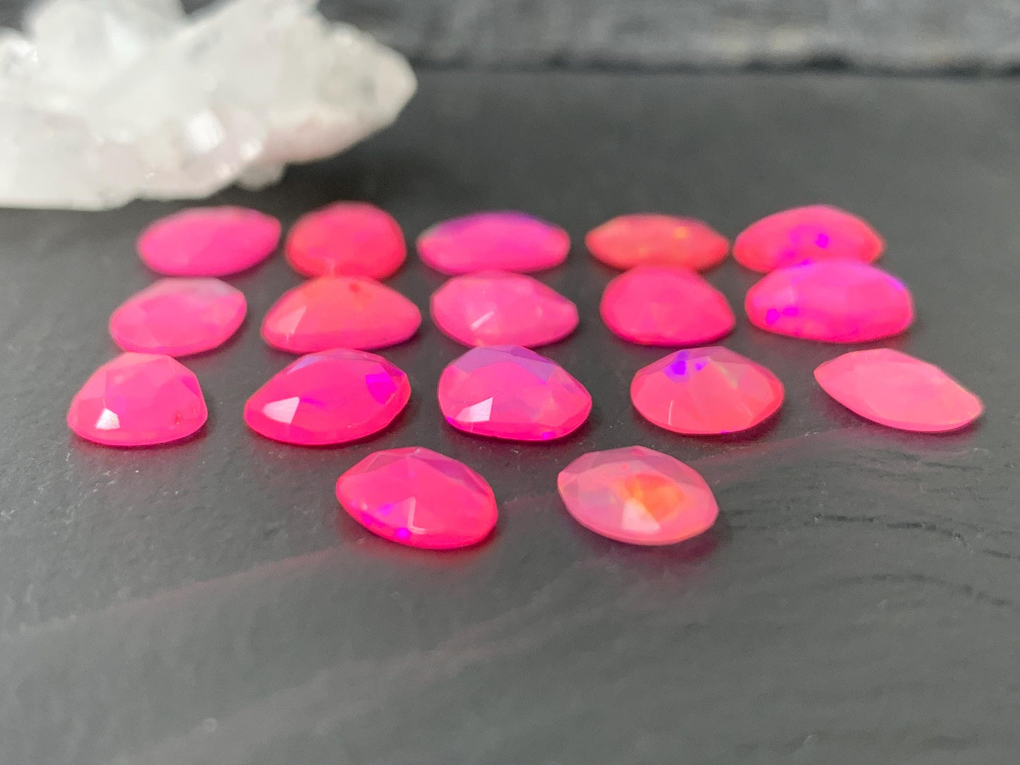 Faceted Pink Ethiopian Opal 9-10mm cabochon
