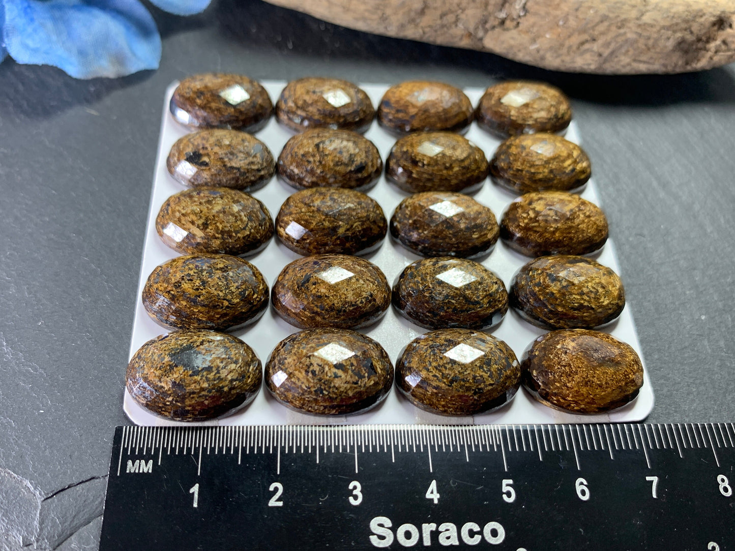 Faceted Bronzite oval 13x18mm cabochon- Calibrated cabochons