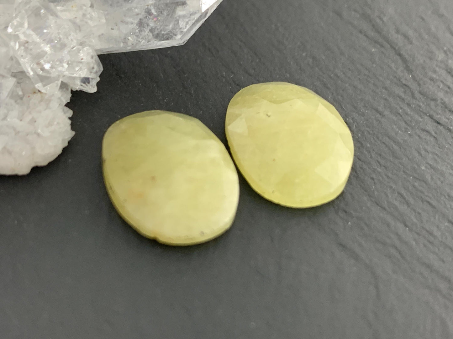 Faceted Yellow Sapphire pair 12x16x4mm cabochon