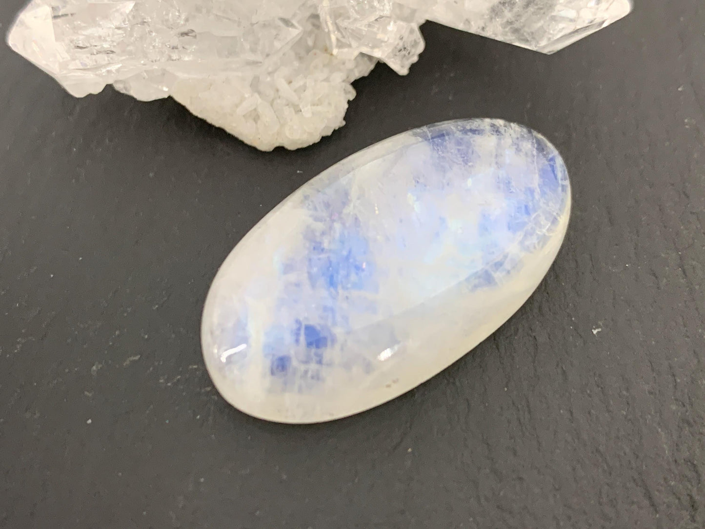 Rainbow Moonstone 29x16x8mm cabochon
