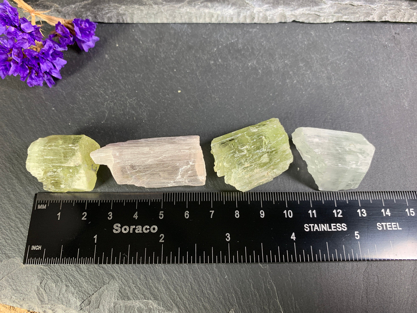 Raw Kunzite from Pakistan 22-42mm long - not drilled gemstone