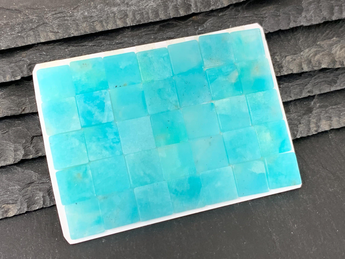 Flat Amazonite Cabochon Square 10mm - Natural Calibrated Blue Green Gemstone