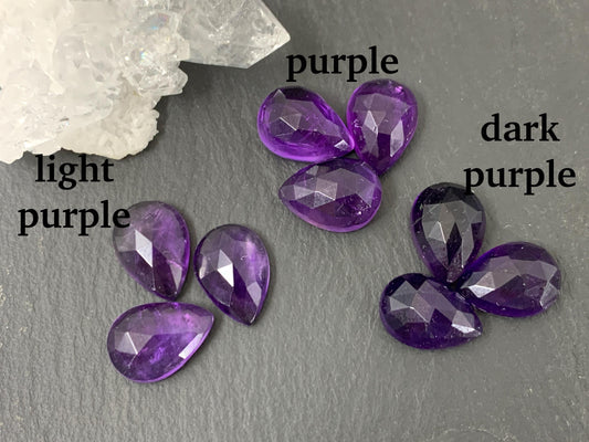 Faceted Amethyst pear 10x14mm cabochon