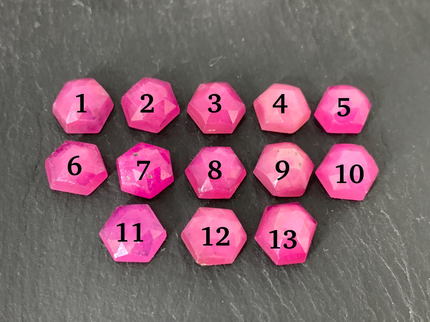 Faceted Pink Sapphire hexagon 8mm cabochon