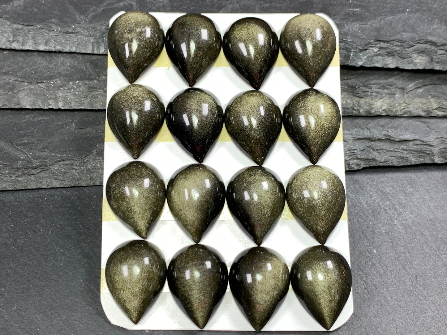 Gold Obsidian Pear Cabochon: Calibrated Stone (15x20mm)