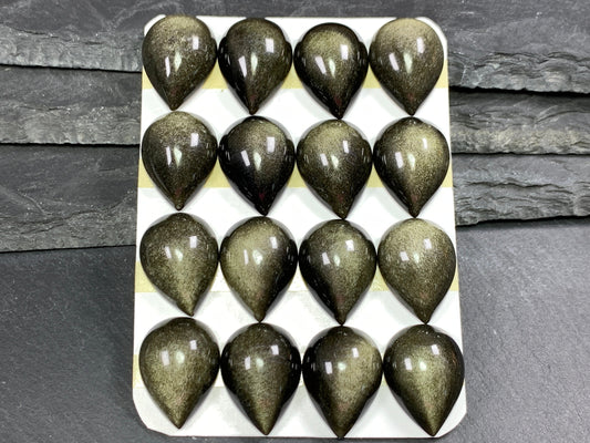 Gold Obsidian Pear Cabochon: Calibrated Stone (15x20mm)