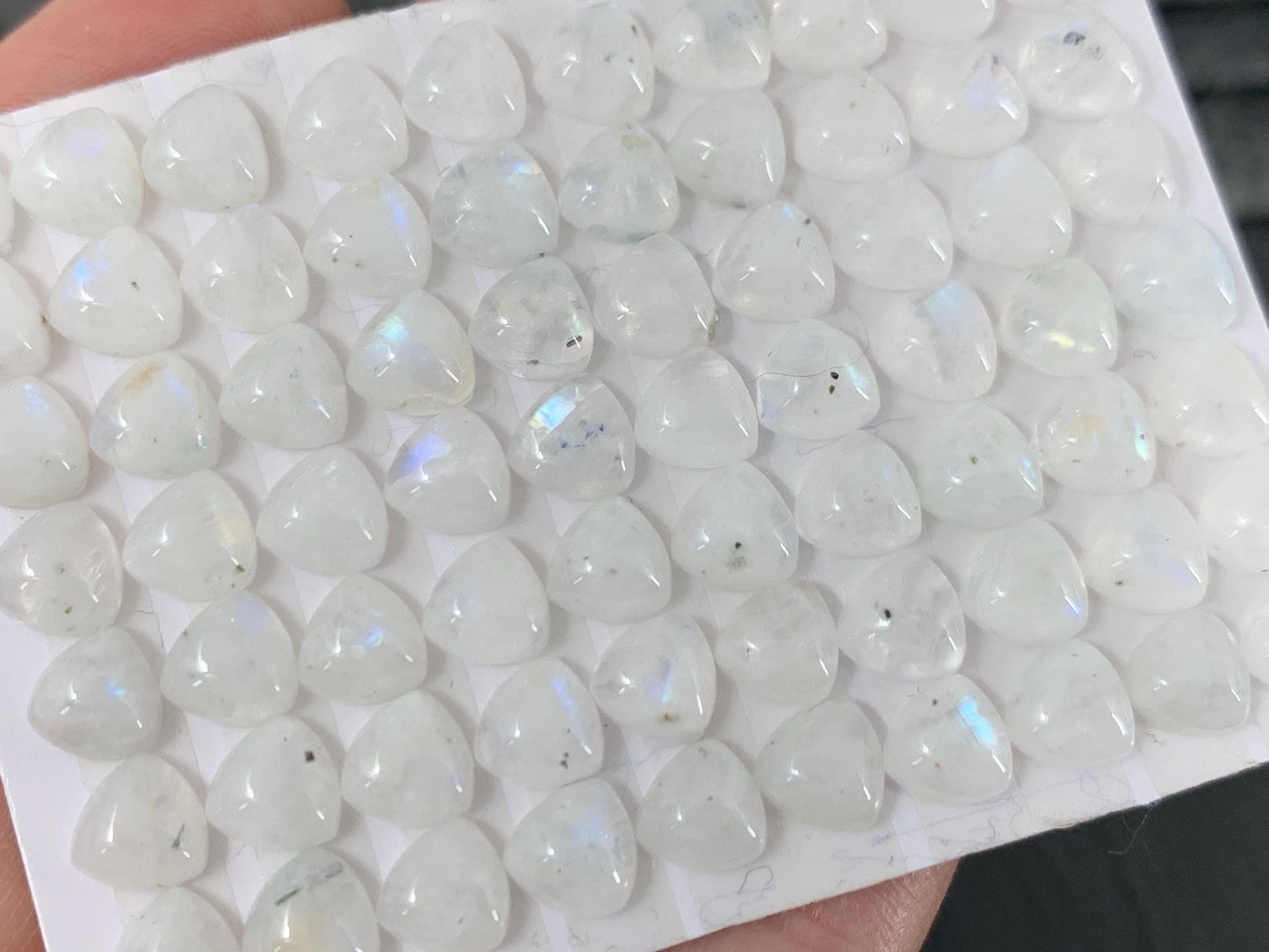 Rainbow Moonstone trillion 6mm cabochon - Calibrated Moonstone