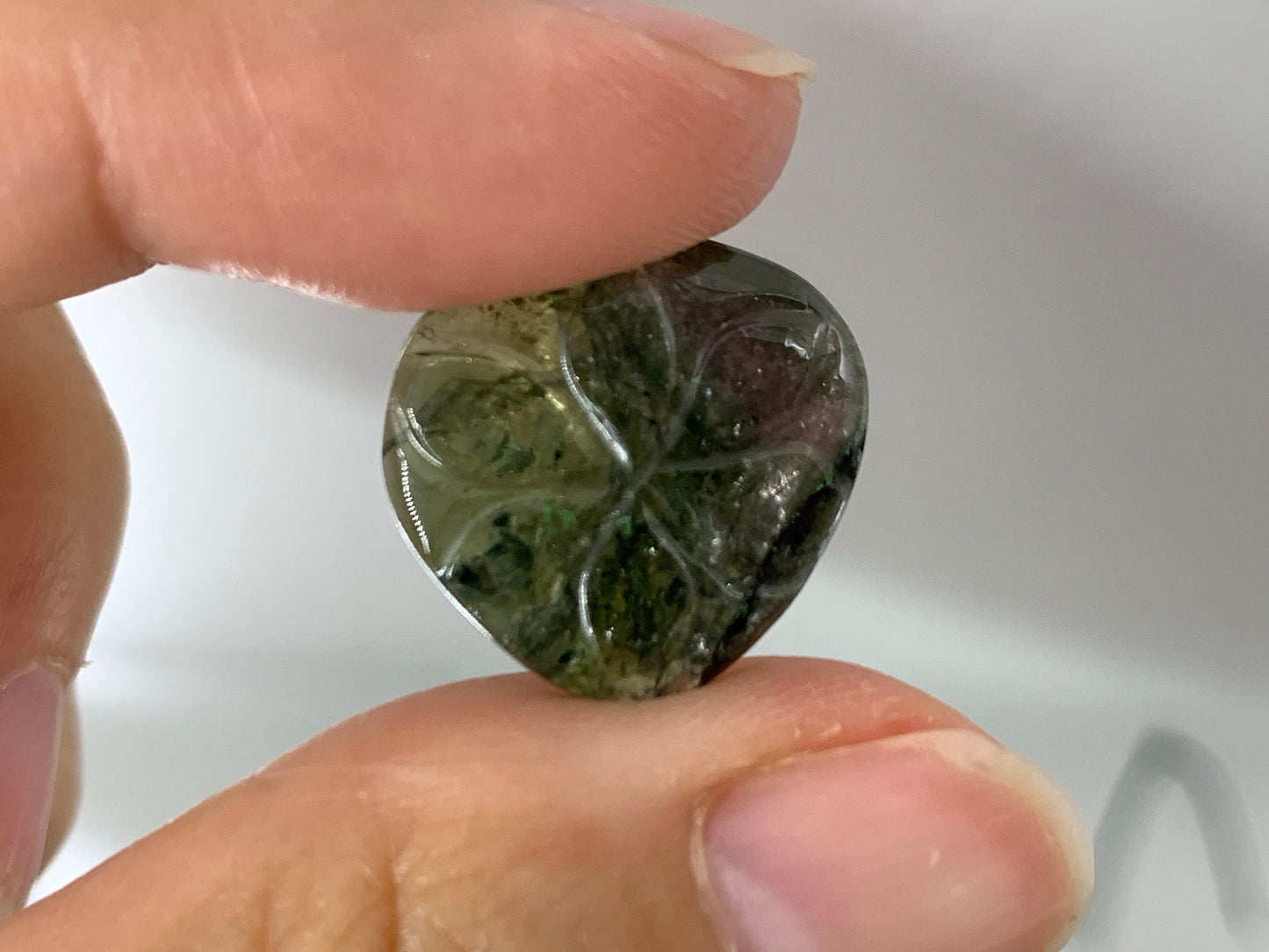 Carved Tourmaline 18x17x3mm cabochon