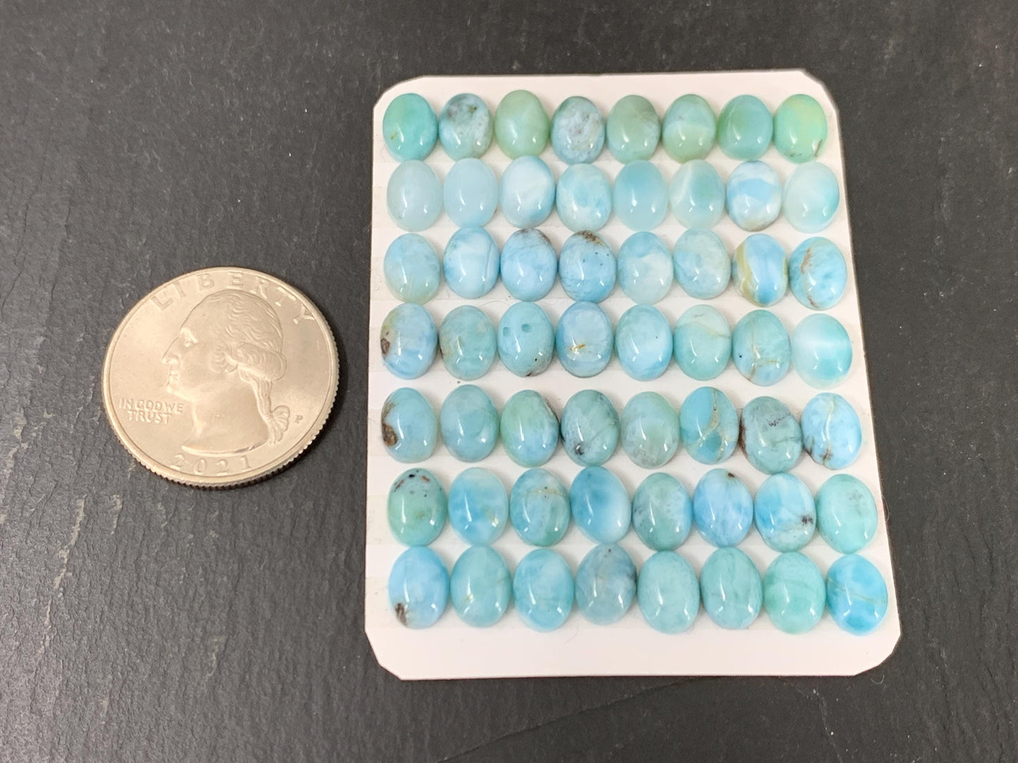 Larimar oval 6x8mm long cabochon - Calibrated cabochons