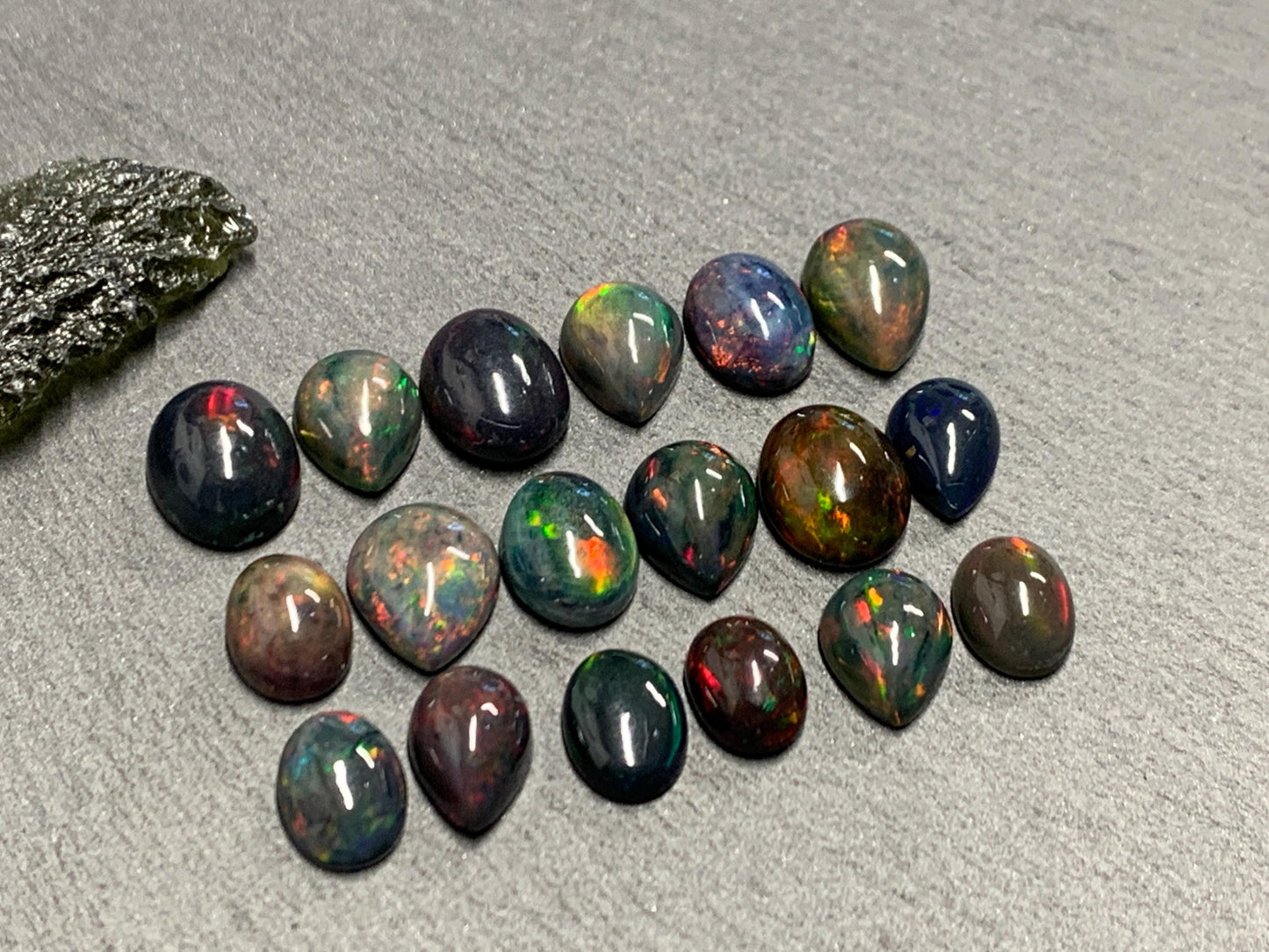 Black Ethiopian Opal 9-11mm long cabochon