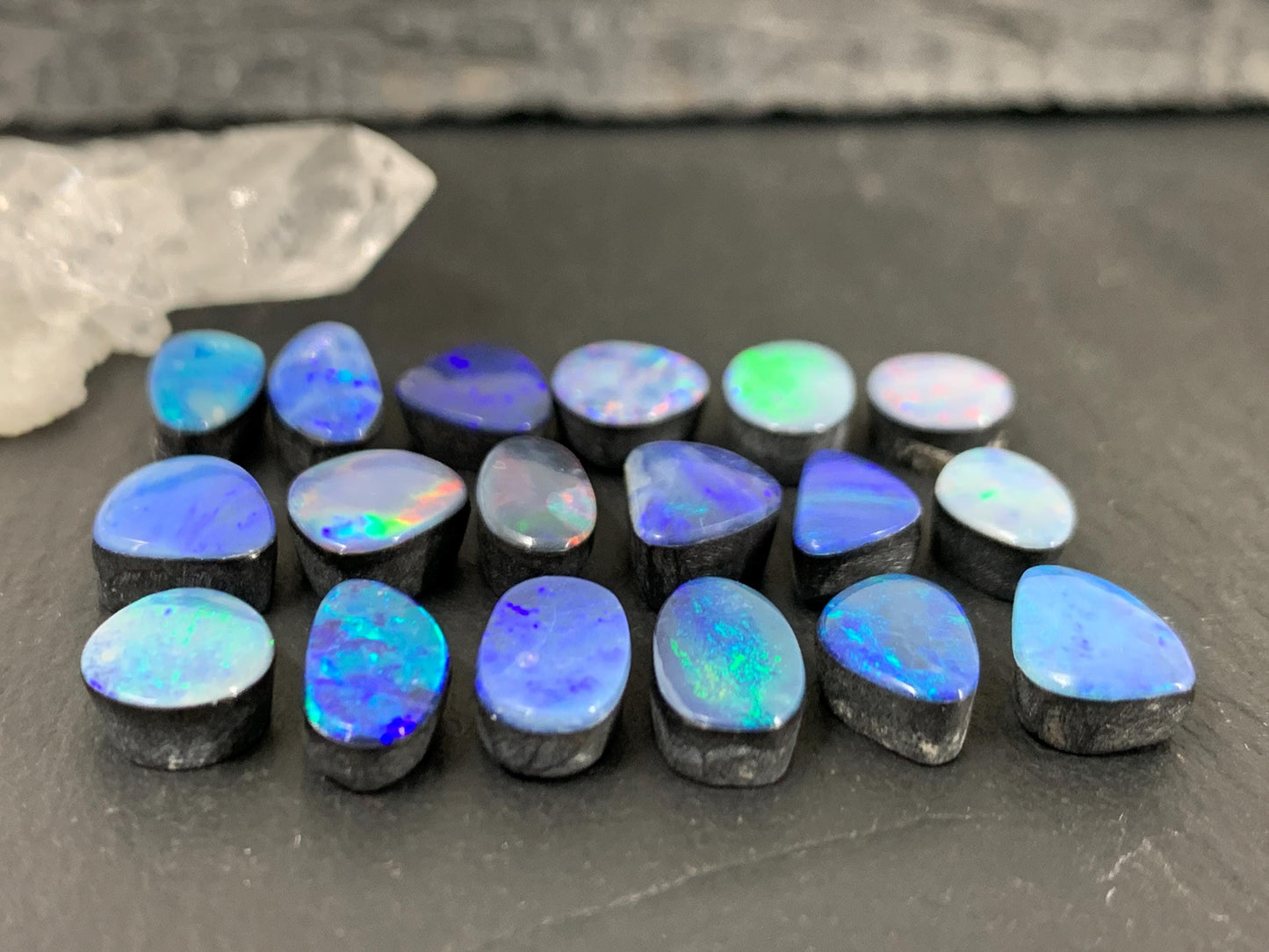 Australian Opal doublet 9-11mm long cabochon