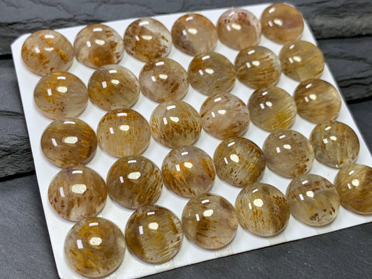 Amethyst Cacoxenite round 12mm Cabochon - Calibrated cabochons