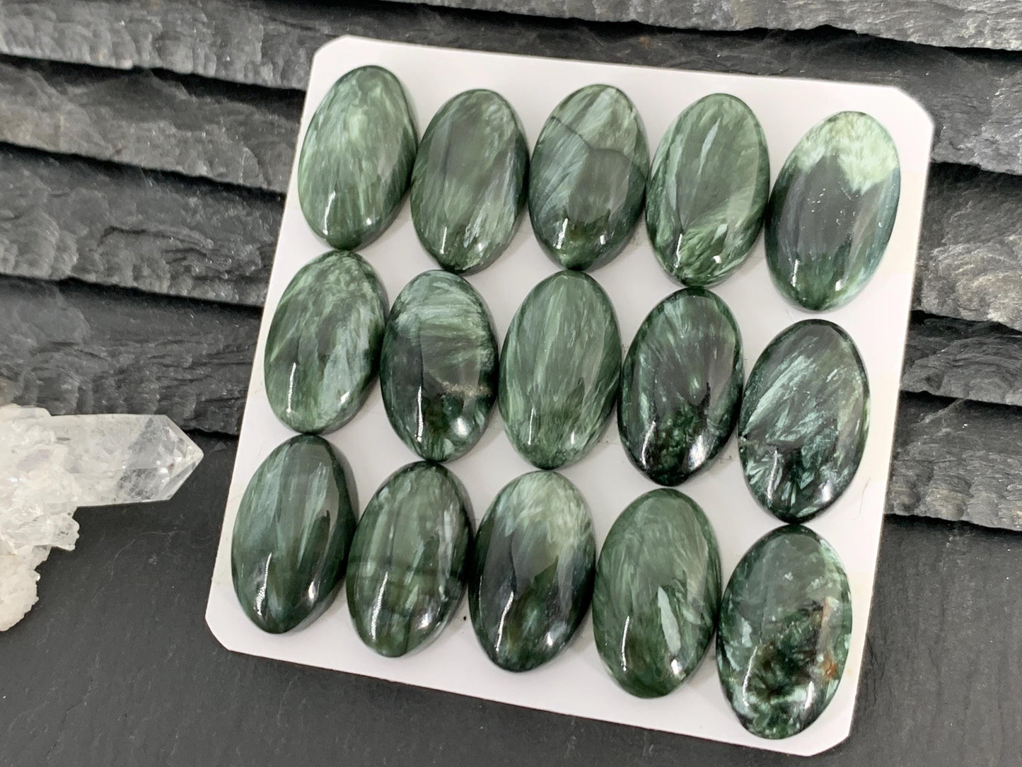Seraphinite oval 12x20mm Cabochon - Calibrated cabochons