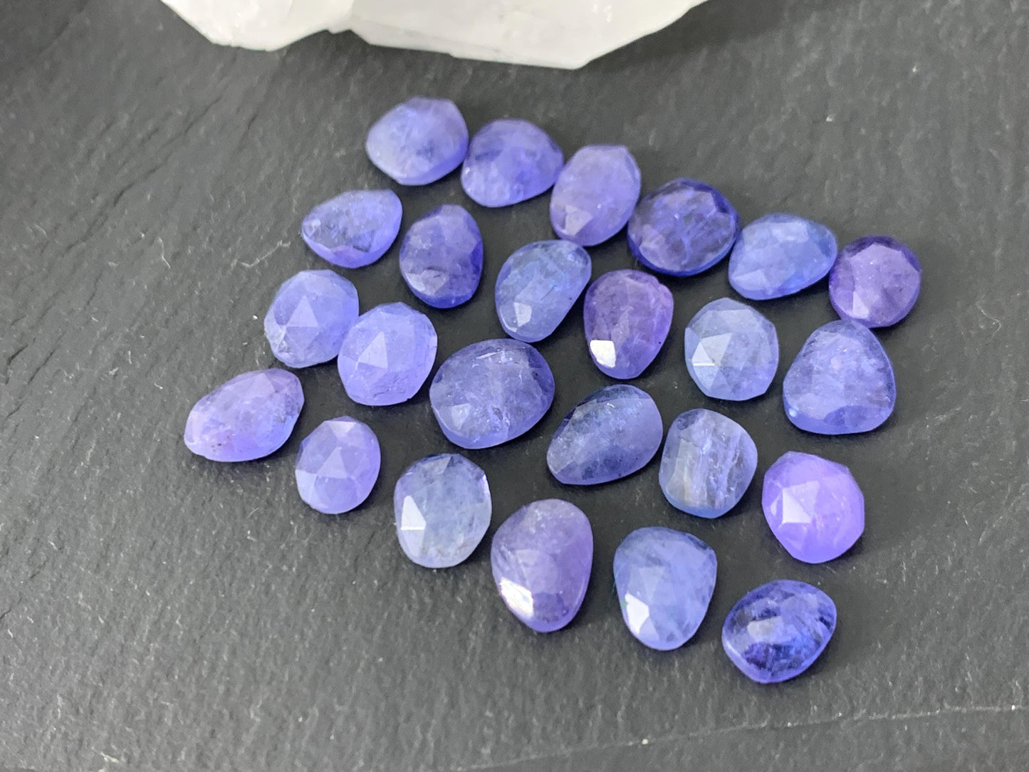 Discounted Damaged Faceted Tanzanite 8-10mm long cabochon