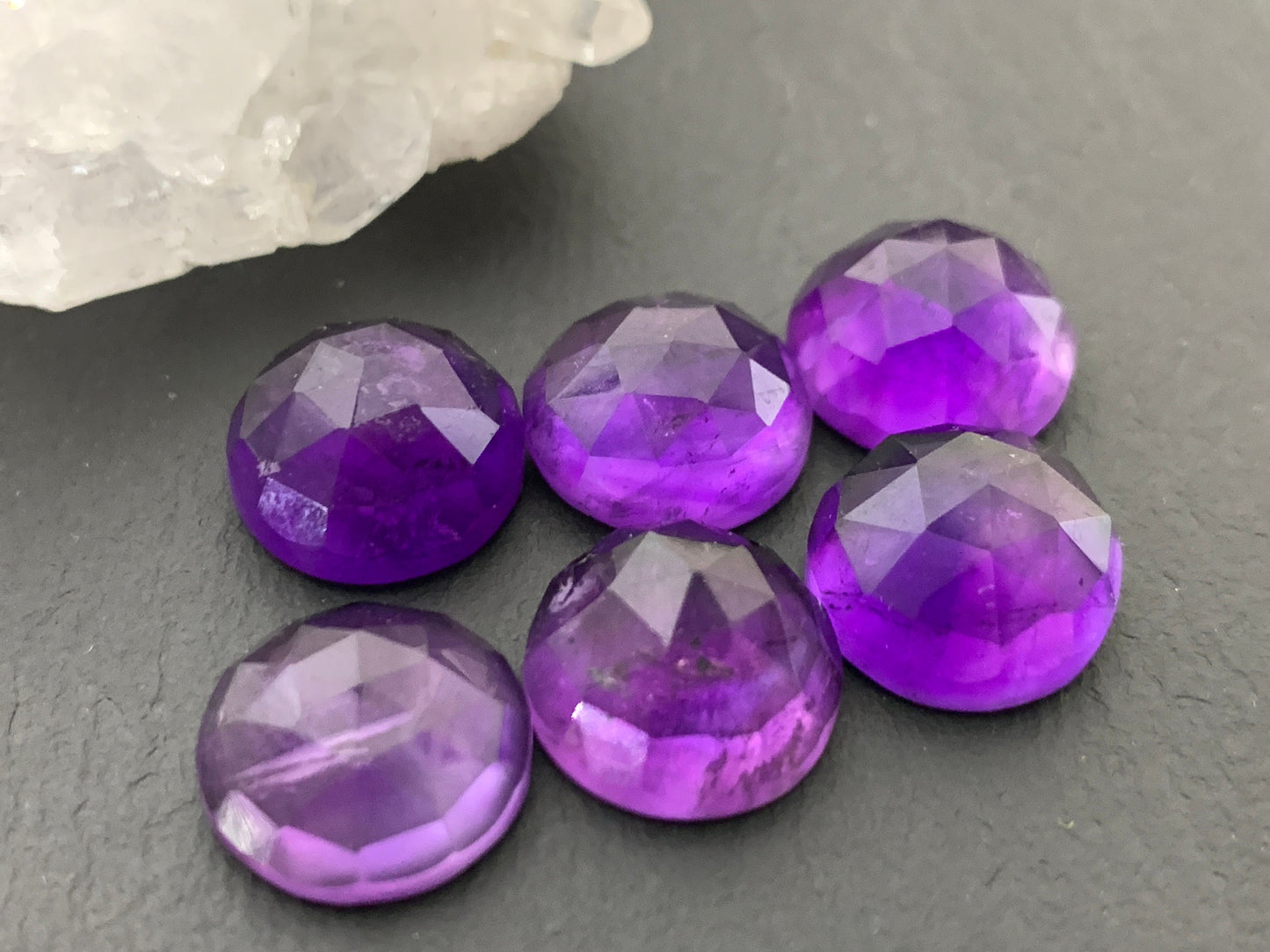 Faceted Amethyst round 12mm Cabochon