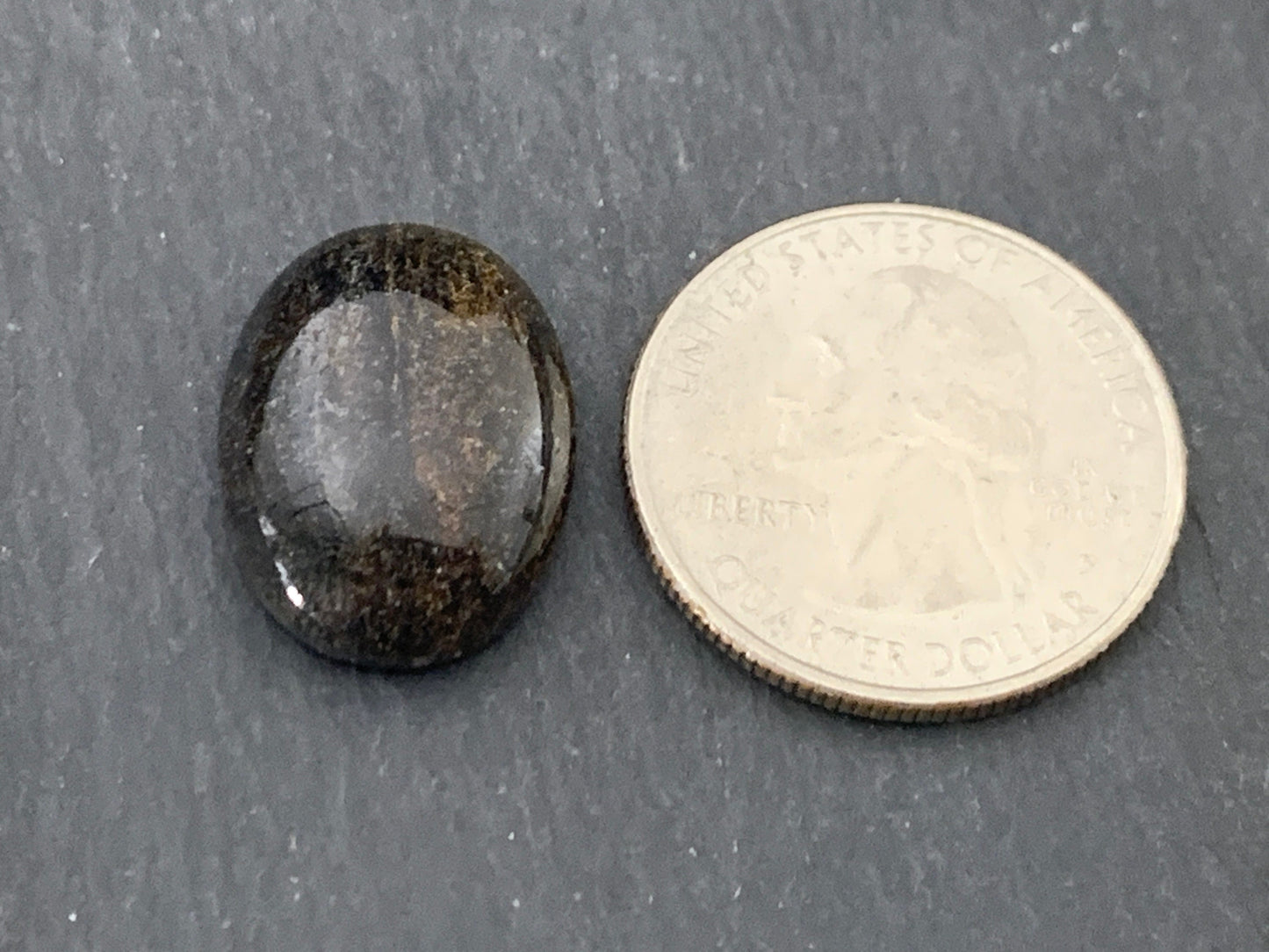 Black Rutilated Quartz oval 15x20mm cabochon - Calibrated cabochons