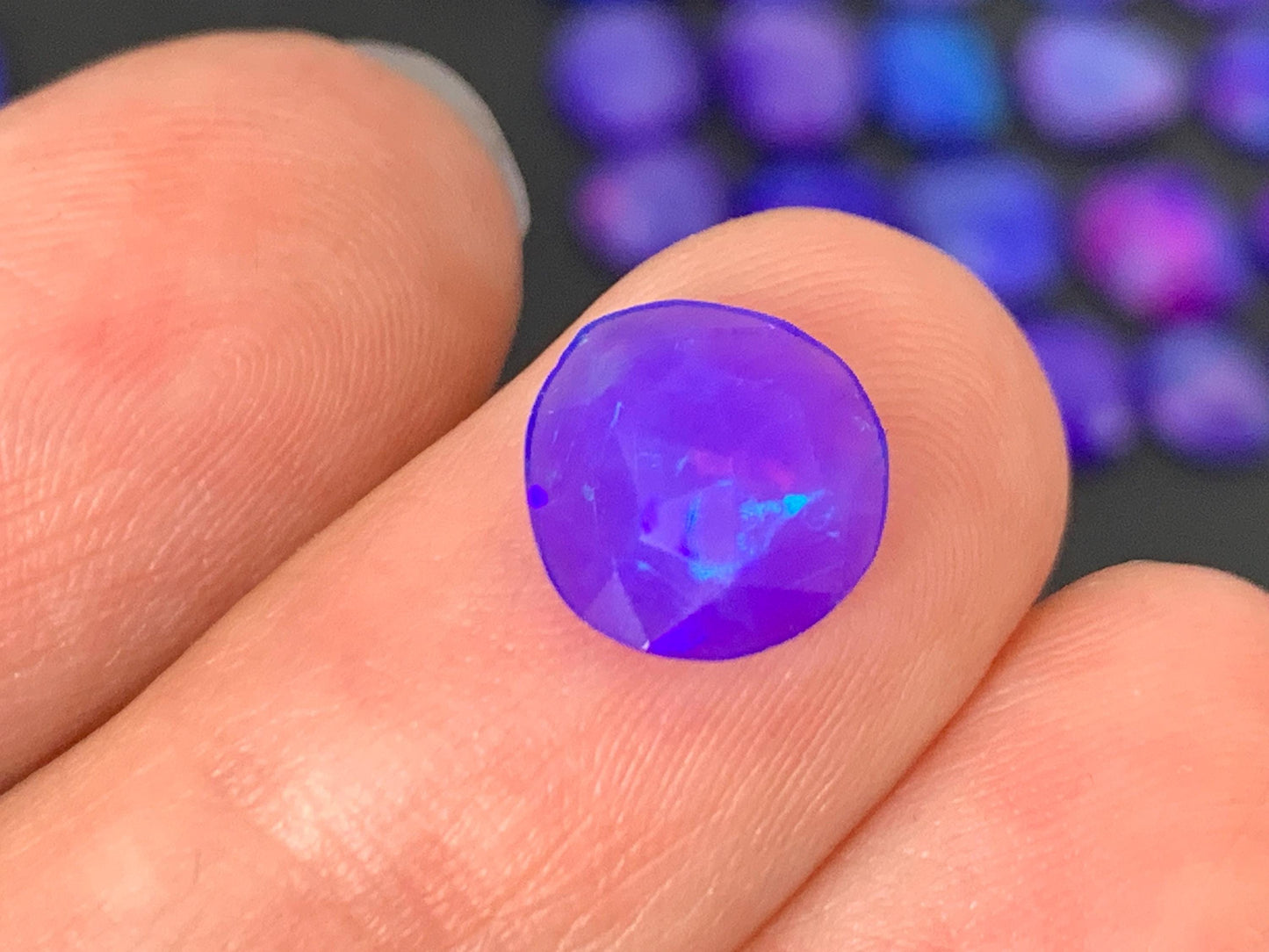 Faceted Purple Ethiopian Opal 8-10mm cabochon