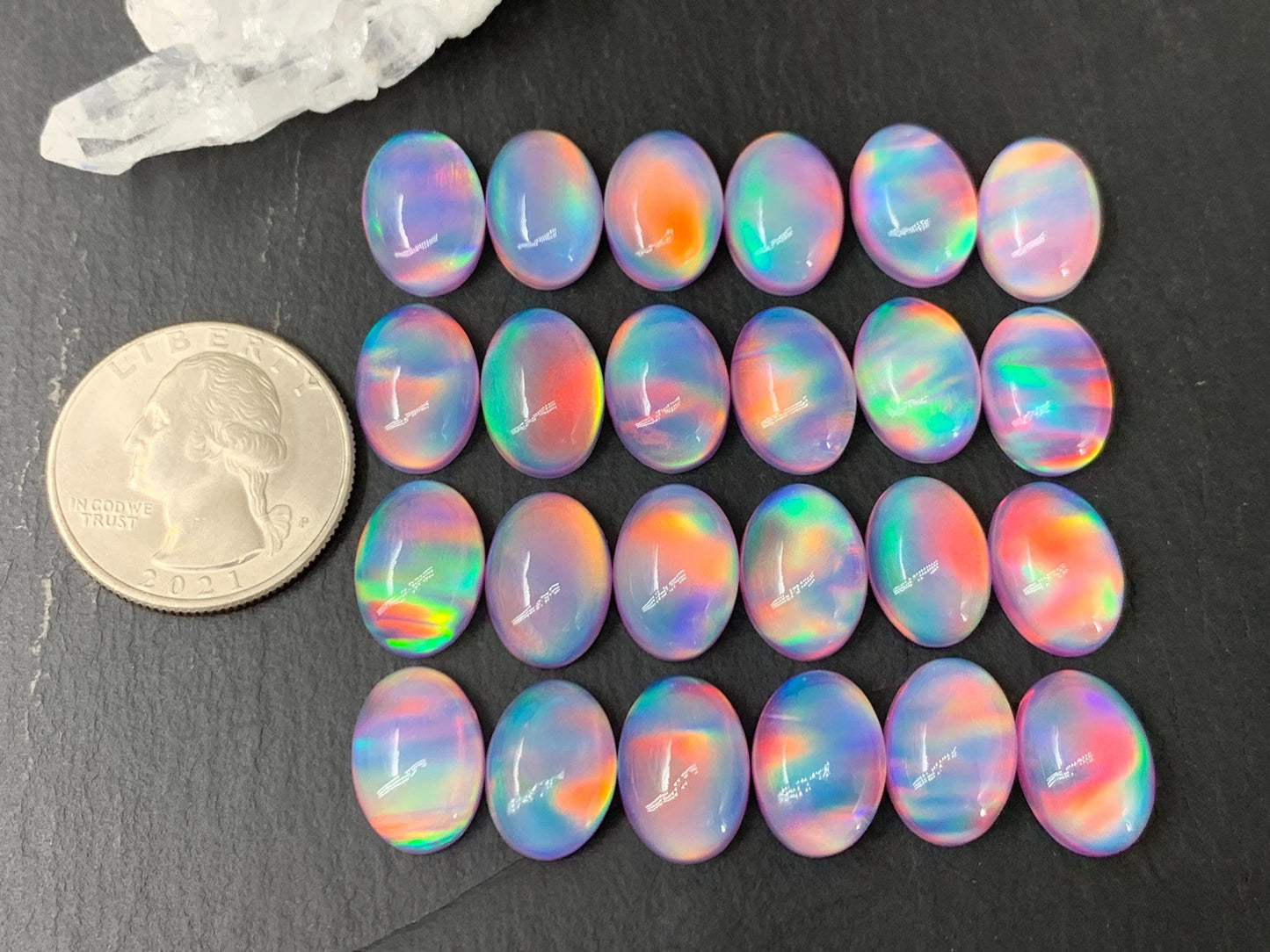 Aurora Opal oval 10x14mm cabochons - Doublet cabochons