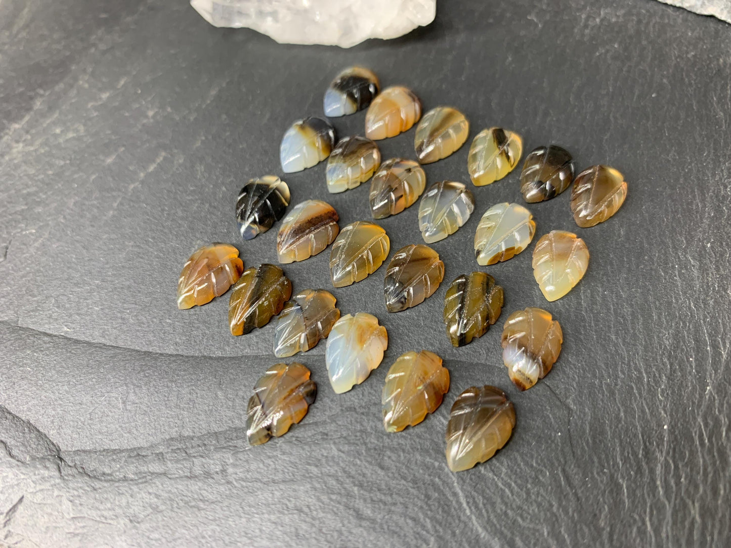 Montana Agate leaf 8x12mm cabochon