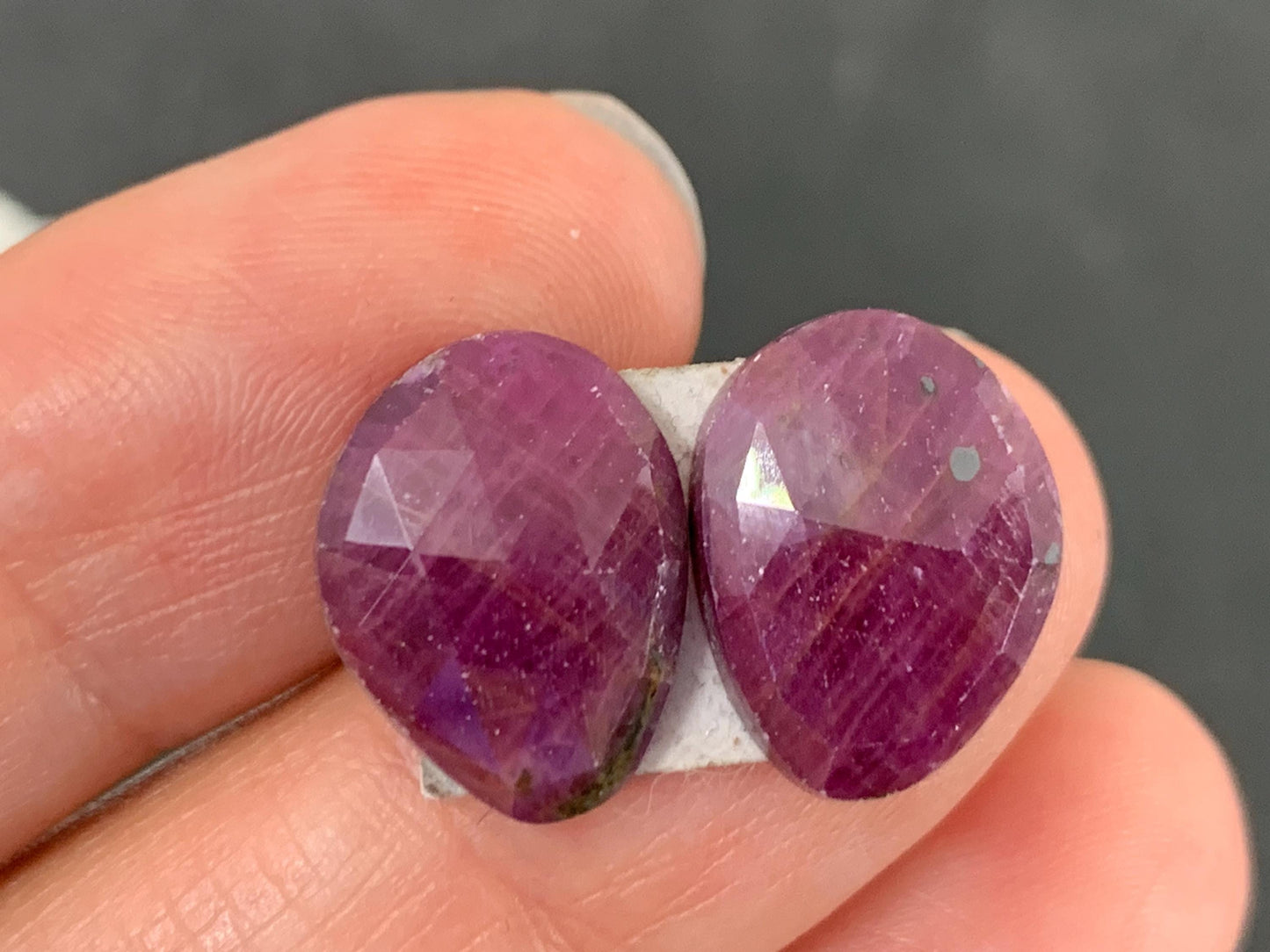 Faceted Ruby pair 11x14x4mm cabochon