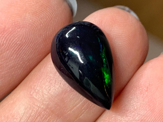 Natural Ethiopian Black Opal 10x16x5mm cabochon
