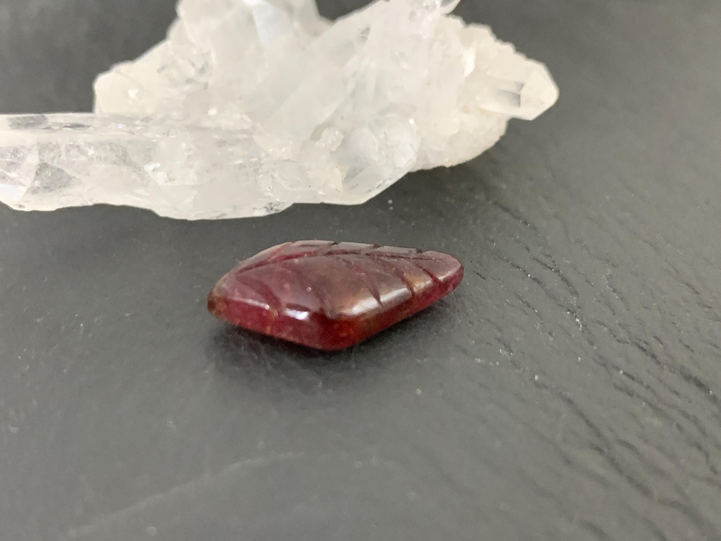 Carved Tourmaline 9x17x5mm cabochon