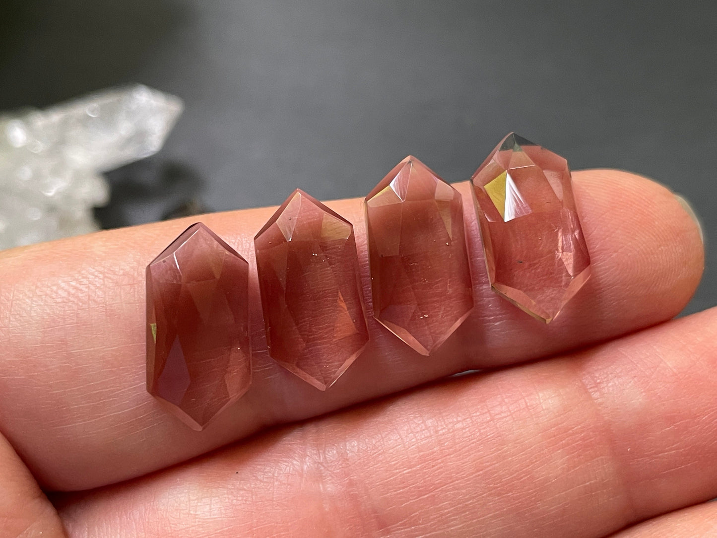 Faceted color changing Alexandrite long hexagon 8x16mm cabochon - Cabochons are calibrated