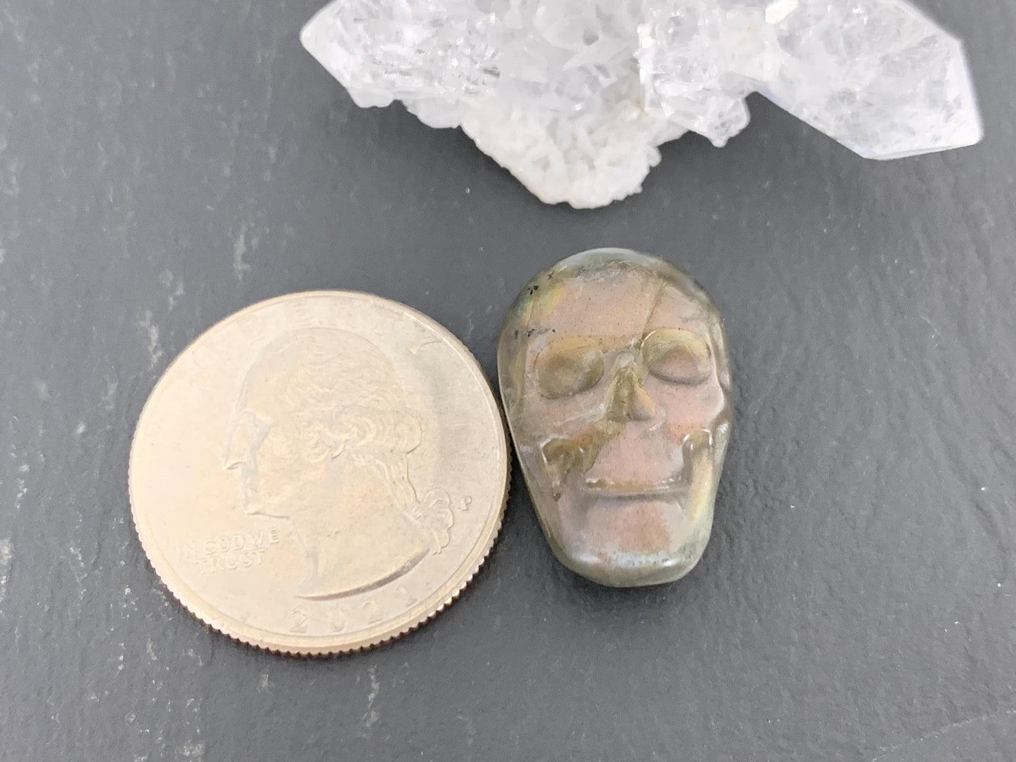 Labradorite Skull Cabochon 14x21mm, Labradorite Skull, Natural Gemstone, Halloween Jewelry, Handcrafted Accessory