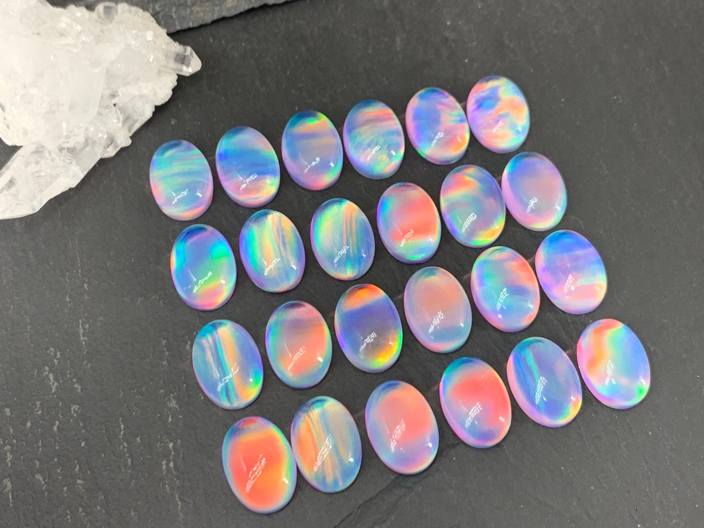 Aurora Opal Oval 10x14mm Doublet Cabochon – Colorful Natural Gemstone