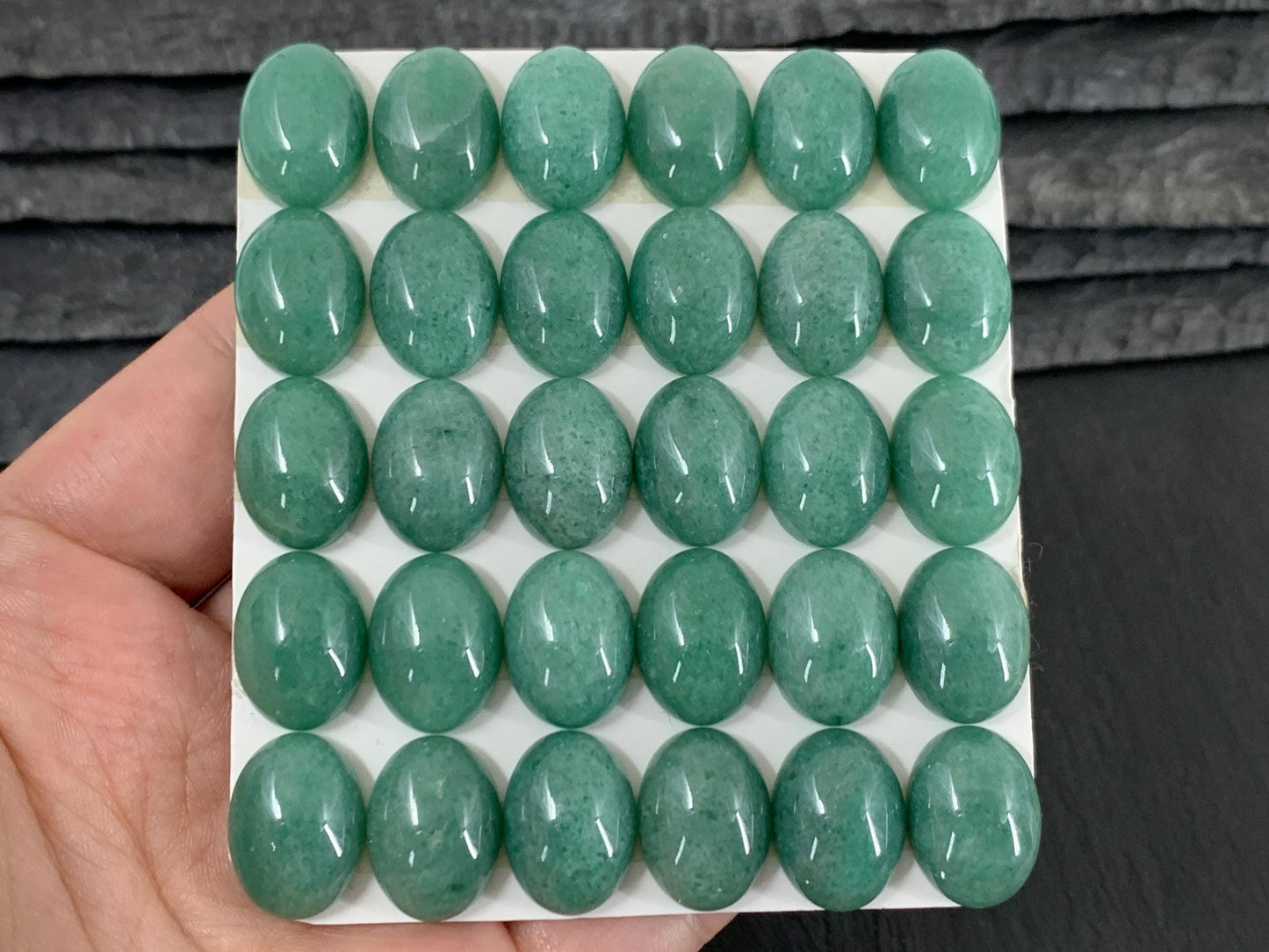 Green Aventurine Cabochon - 12x16mm Oval Calibrated Gemstone for Jewelry Making
