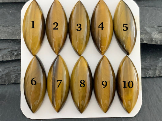 Tiger Eye marquise 12x30mm Cabochon - Calibrated cabochons