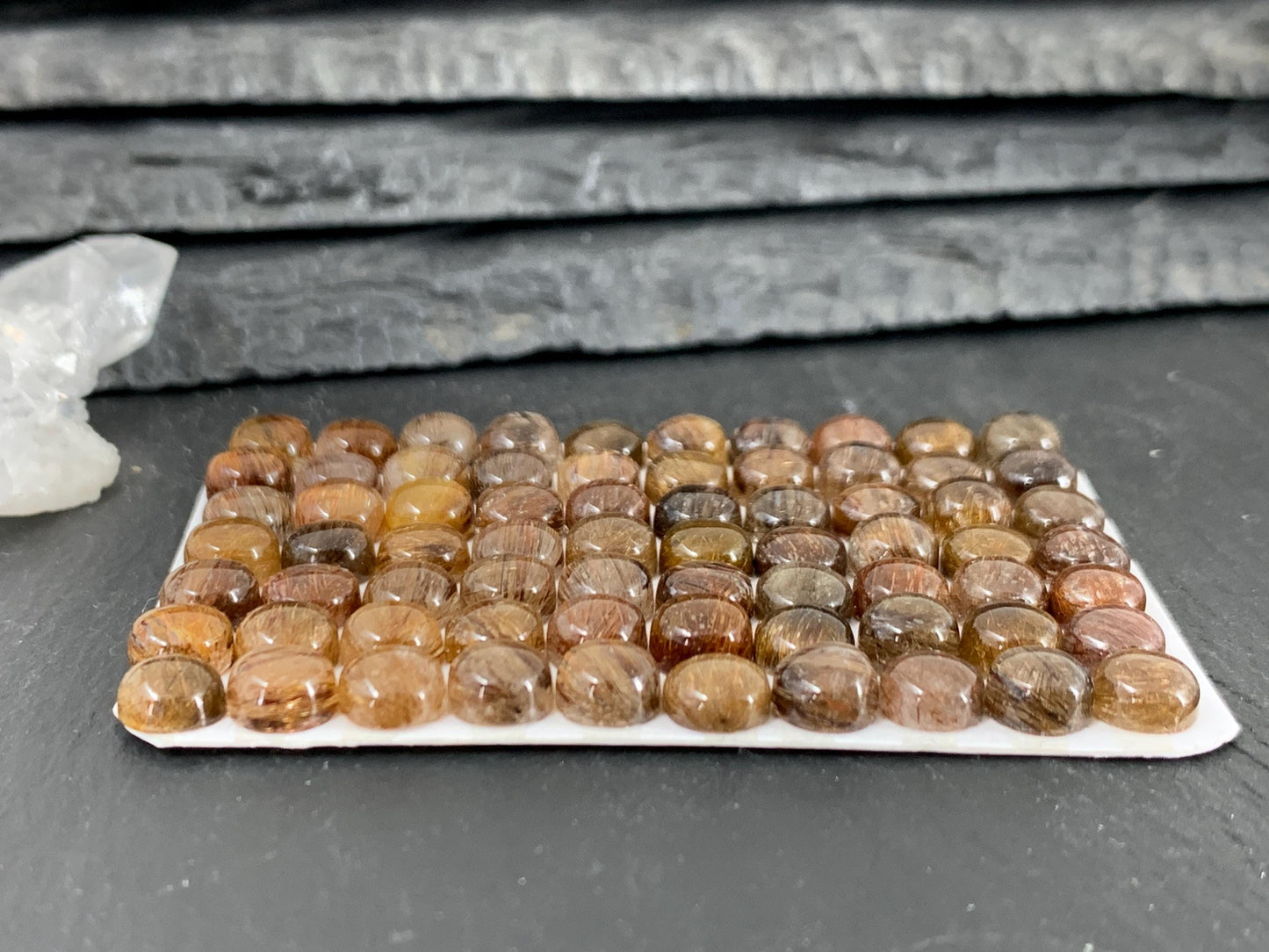 Copper Rutilated Quartz round 6mm cabochon - Calibrated cabochons