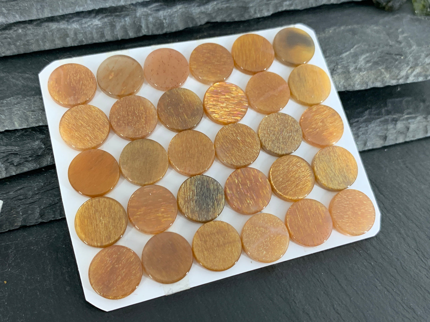Flat Gold Sunstone round 12mm cabochon - calibrated cabochons