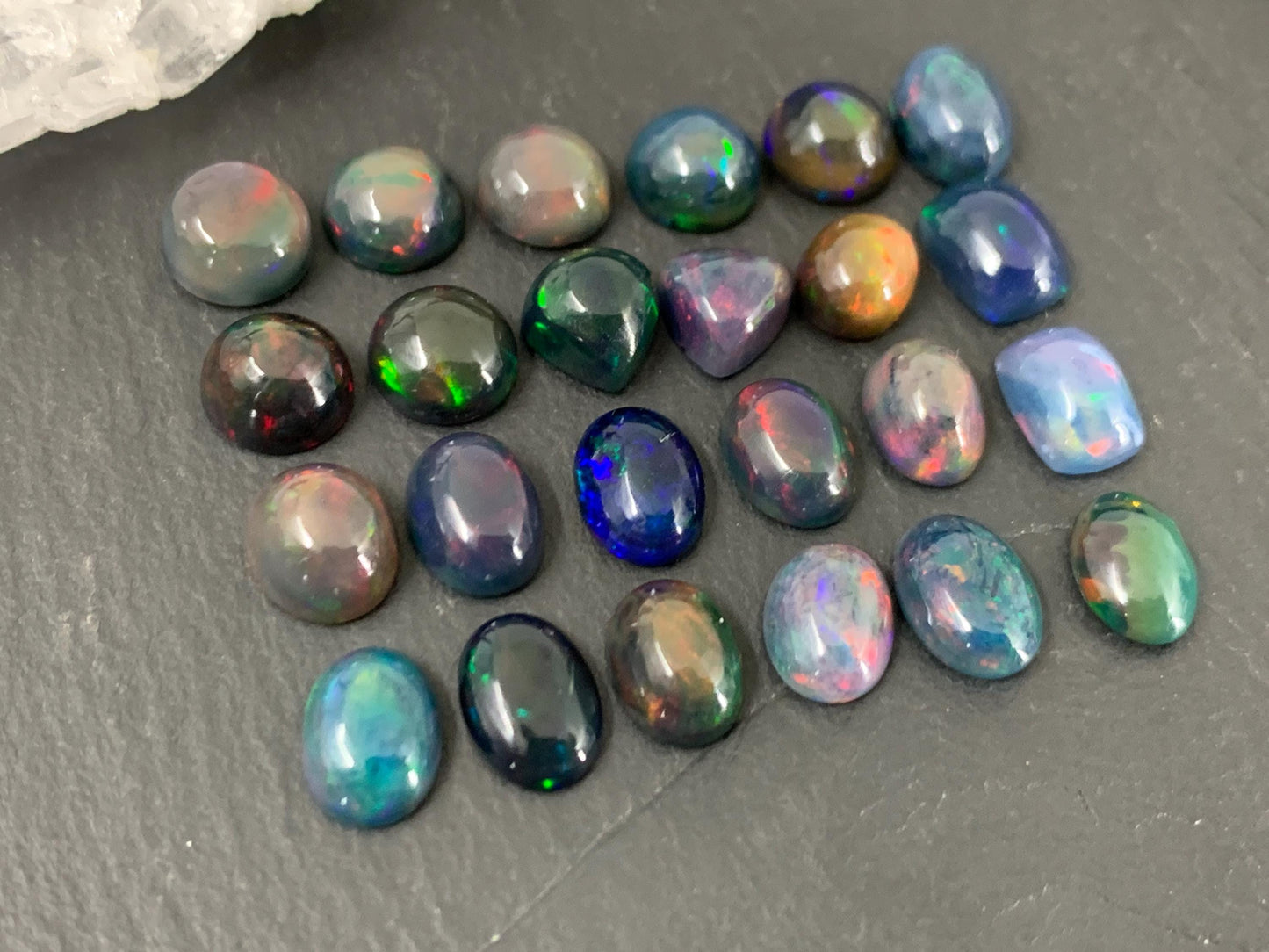 Black Ethiopian Opal 6x8mm cabochon - round, oval, pear, rectangle