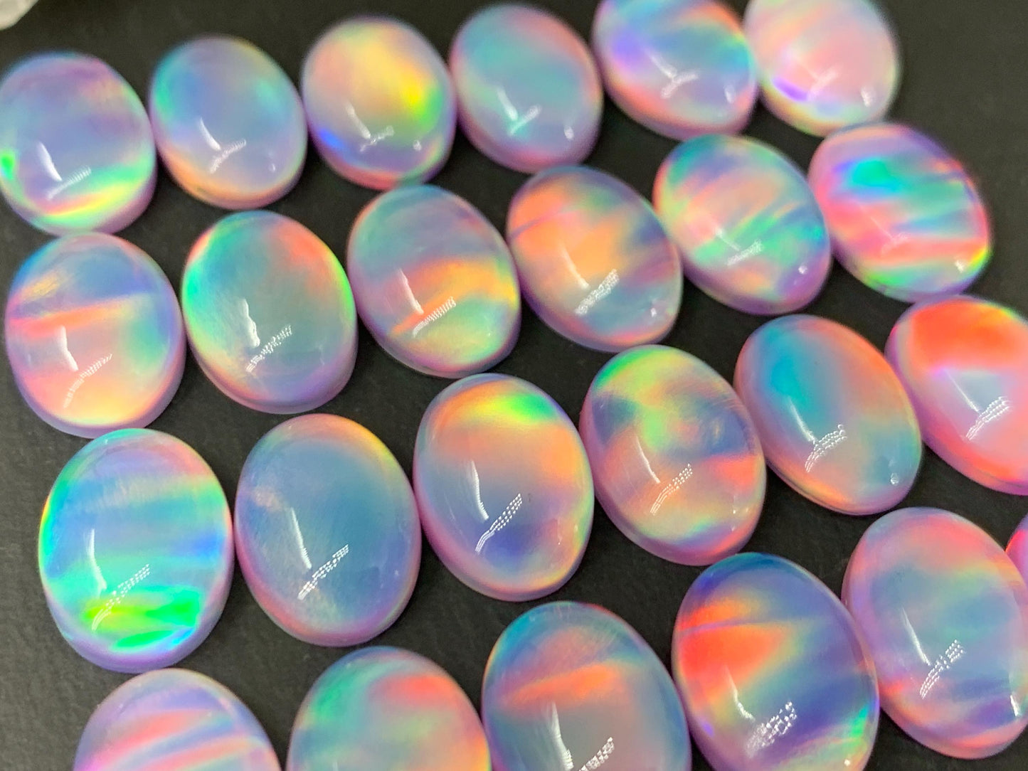 Aurora Opal oval 10x14mm cabochons - Doublet cabochons
