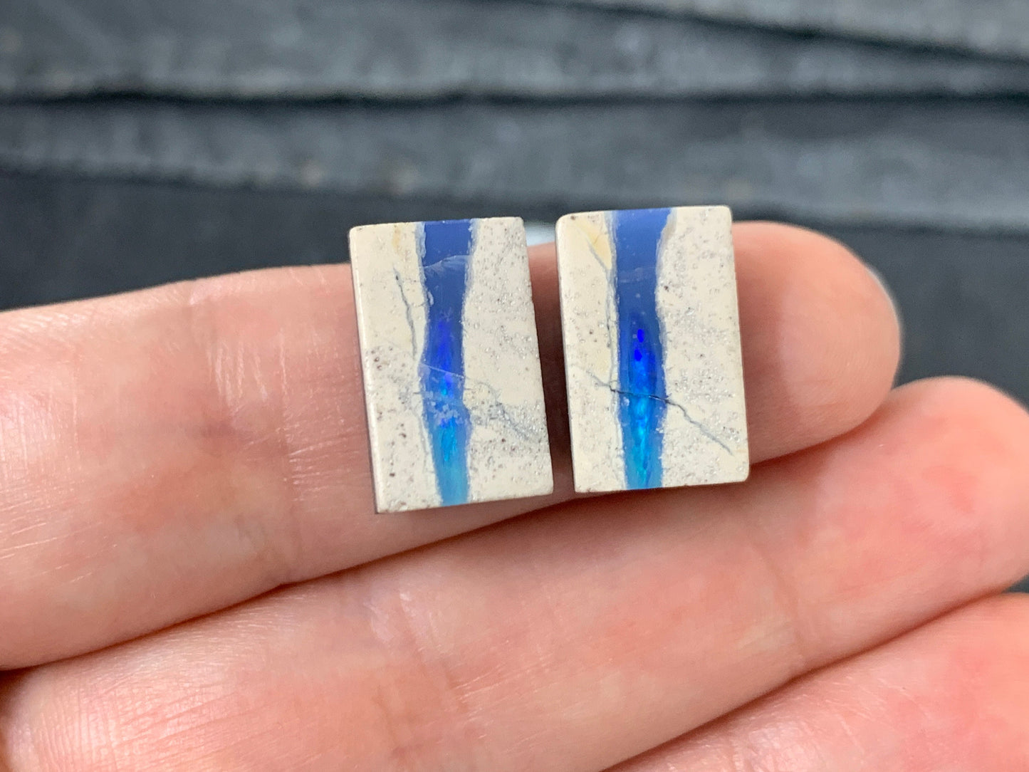 Australian Opal doublet 10x15.5x3mm pair of cabochons