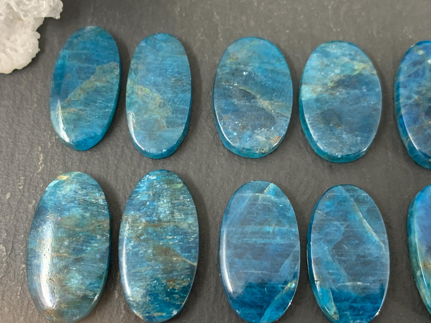 Apatite oval 20-22mm long cabochon - Buy by pair