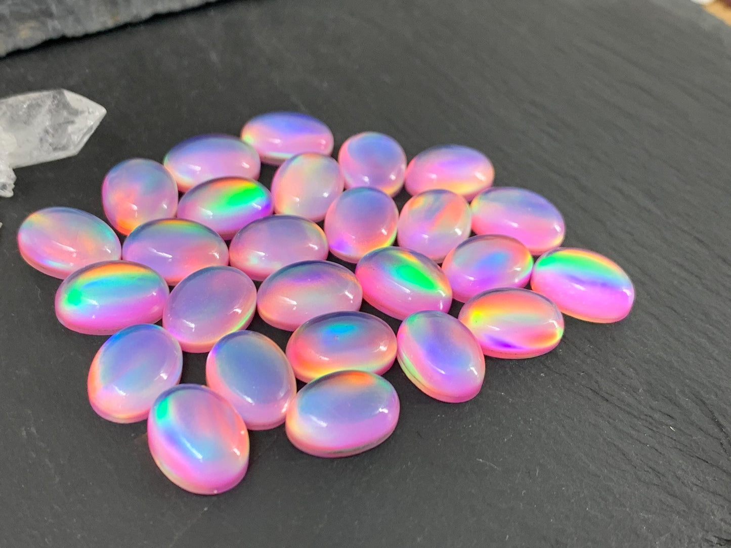 Aurora Opal oval 10x14mm cabochons - Doublet cabochons
