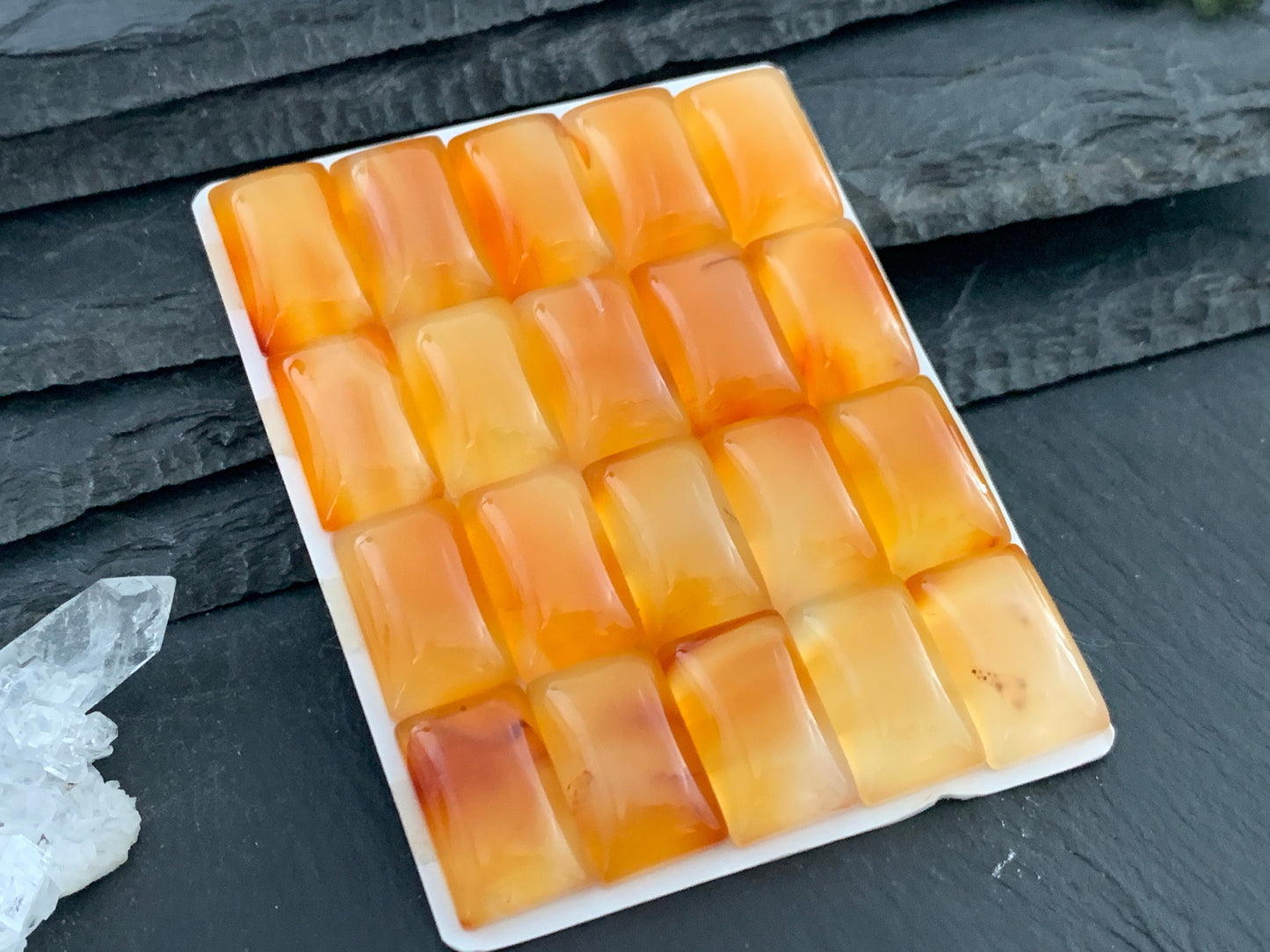 Carnelian rectangle 13x20mm cabochon - Calibrated cabochons