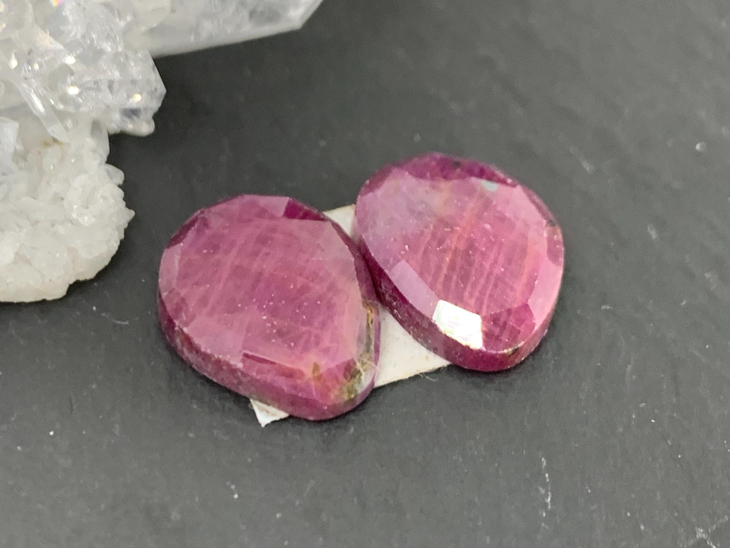 Faceted Ruby pair 11x14x4mm cabochon