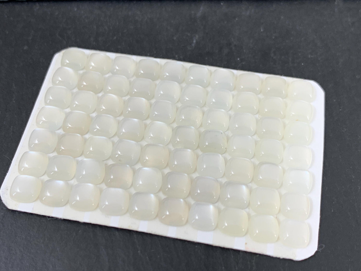 White Moonstone Square Cushion 6mm Cabochon - Natural Gemstone Calibrated Cut