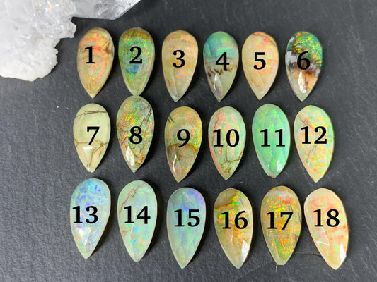 Faceted Monarch Opal pear 7x15mm doublet cabochons - Doublet cabochons