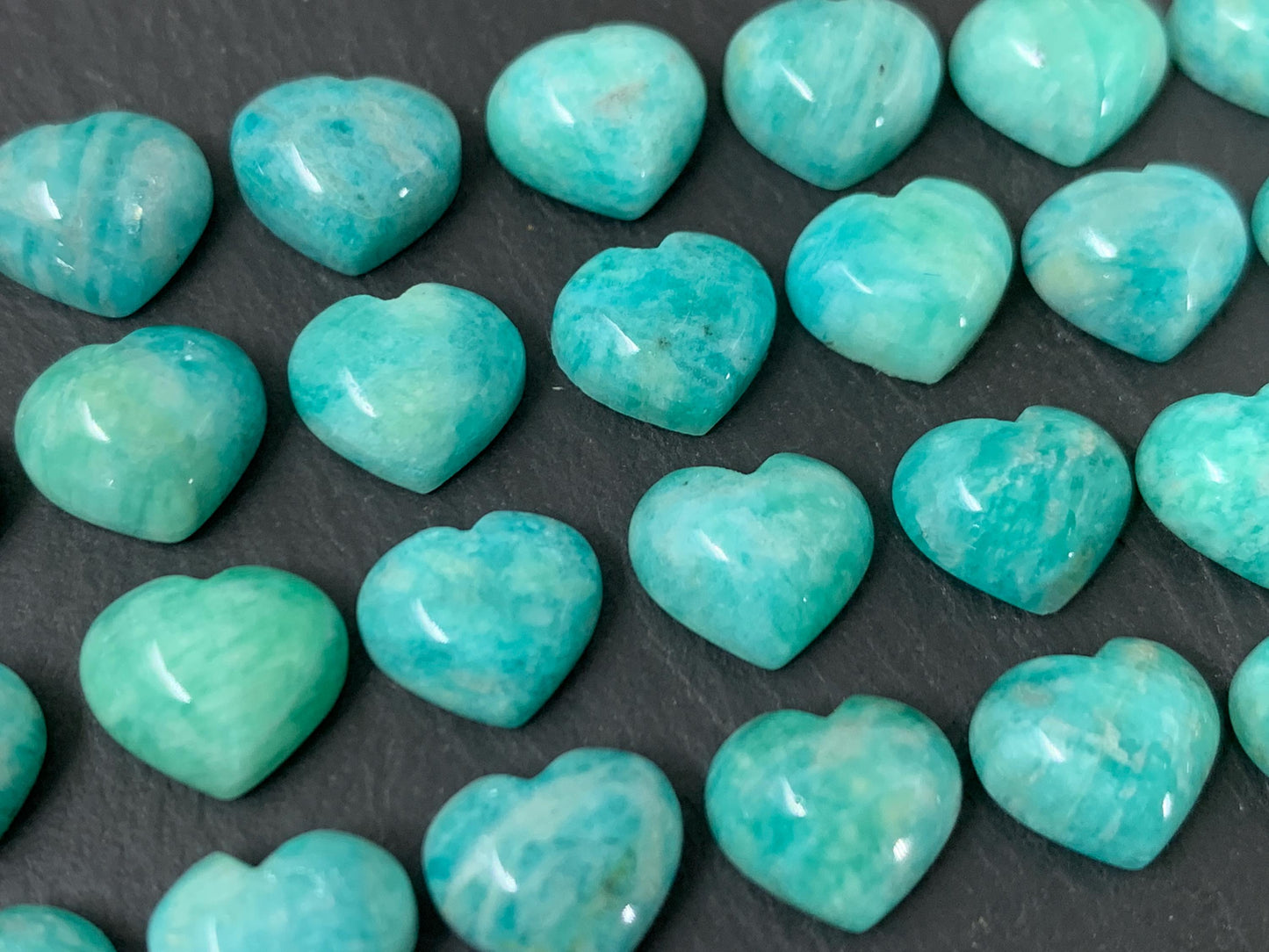 Small Amazonite heart 8x9mm cabochon